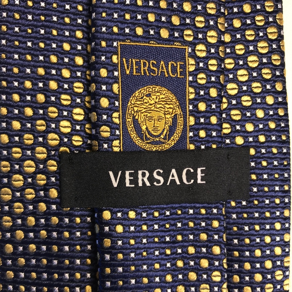 Versace Navy and Gold Silk Tie